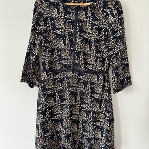 Elegant Black and Cream Floral Dress